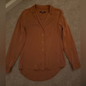 Quince Washable Stretch Silk Notch Collar Blouse